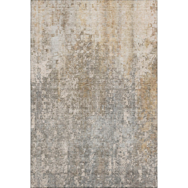 HomeRoots 8' X 10' Beige and Gray Abstract Washable Area Rug - Durable, Stain Resistant, UV Protected Style Upgrade! 650234