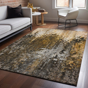 HomeRoots 8' X 10' Brown and Gray Abstract Washable Area Rug with UV Protection for Stylish Everyday Living 650240