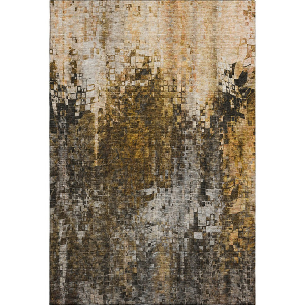 HomeRoots 8' X 10' Brown and Gray Abstract Washable Area Rug with UV Protection for Stylish Everyday Living 650240