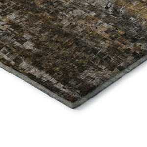 HomeRoots 8' X 10' Brown and Gray Abstract Washable Area Rug with UV Protection for Stylish Everyday Living 650240