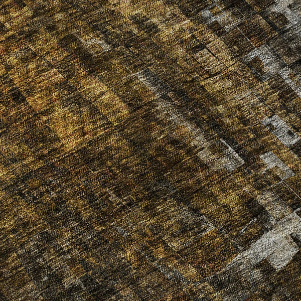 HomeRoots 8' X 10' Brown and Gray Abstract Washable Area Rug with UV Protection for Stylish Everyday Living 650240