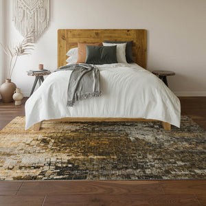 HomeRoots 8' X 10' Brown and Gray Abstract Washable Area Rug with UV Protection for Stylish Everyday Living 650240