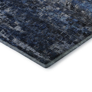 HomeRoots 8' Blue and Gray Abstract Washable Round Rug - UV Protected, Stain Resistant, Perfect for Busy Homes 650245