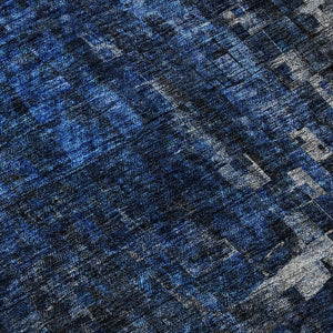 HomeRoots 8' x 10' Blue and Gray Abstract Area Rug – Washable, UV-Protected, Durable Design for Busy Homes 650246
