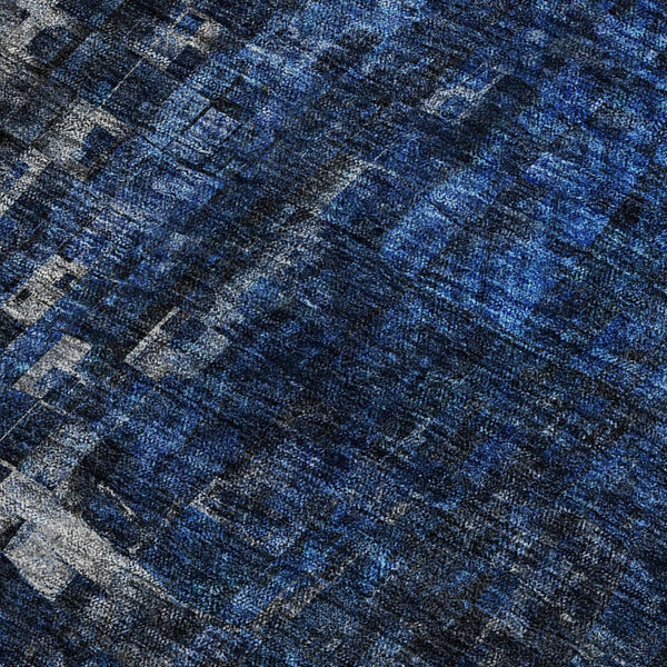HomeRoots 8' x 10' Blue and Gray Abstract Area Rug – Washable, UV-Protected, Durable Design for Busy Homes 650246