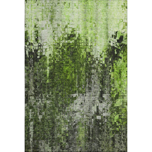 HomeRoots 5' X 8' Green and Gray Abstract Washable Area Rug with UV Protection for Stylish and Easy Care Living 650250