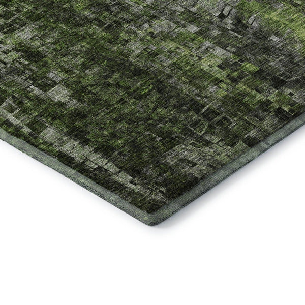 HomeRoots 8' Green And Gray Abstract Washable Round Rug - Modern, UV-Protected, Durable, and Stylish Design 650251