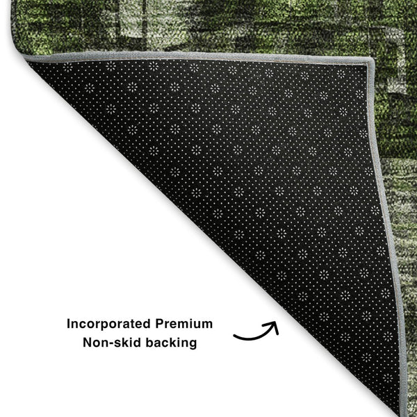 HomeRoots 8' X 10' Modern Green and Gray Abstract Washable Area Rug with UV Protection for Effortless Care 650252