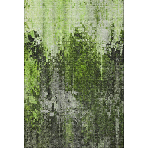 HomeRoots 8' X 10' Modern Green and Gray Abstract Washable Area Rug with UV Protection for Effortless Care 650252