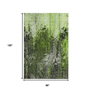 HomeRoots 8' X 10' Modern Green and Gray Abstract Washable Area Rug with UV Protection for Effortless Care 650252