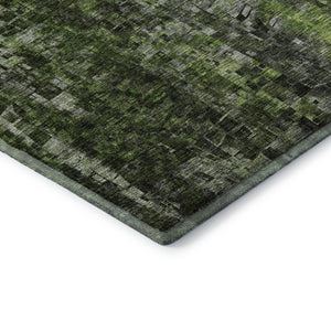 HomeRoots 9' X 12' Green and Gray Abstract Area Rug - Washable, UV Protected, Stain Resistant, Durable Design 650253