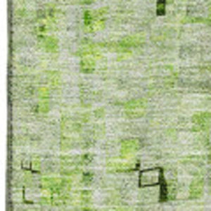 HomeRoots 9' X 12' Green and Gray Abstract Area Rug - Washable, UV Protected, Stain Resistant, Durable Design 650253