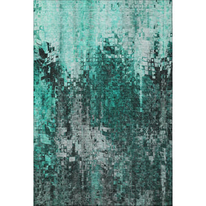 HomeRoots 8' X 10' Teal And Gray Abstract Washable Area Rug - Durable, Stylish, Stain-Resistant, UV Protected! 650258