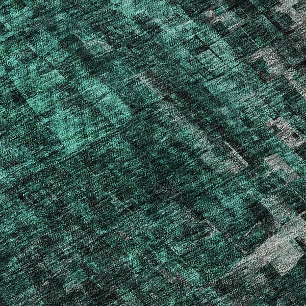 HomeRoots 10' X 14' Teal And Gray Abstract Washable Area Rug - UV Protected, Stain-Resistant, Modern Design 650260