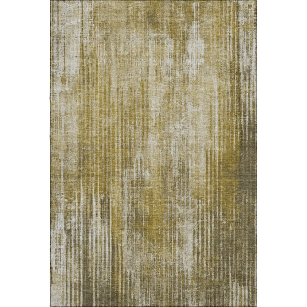 HomeRoots 5' X 8' Washable Brown and Ivory Striped Area Rug with UV Protection – Stylish, Family-Friendly Design 650262