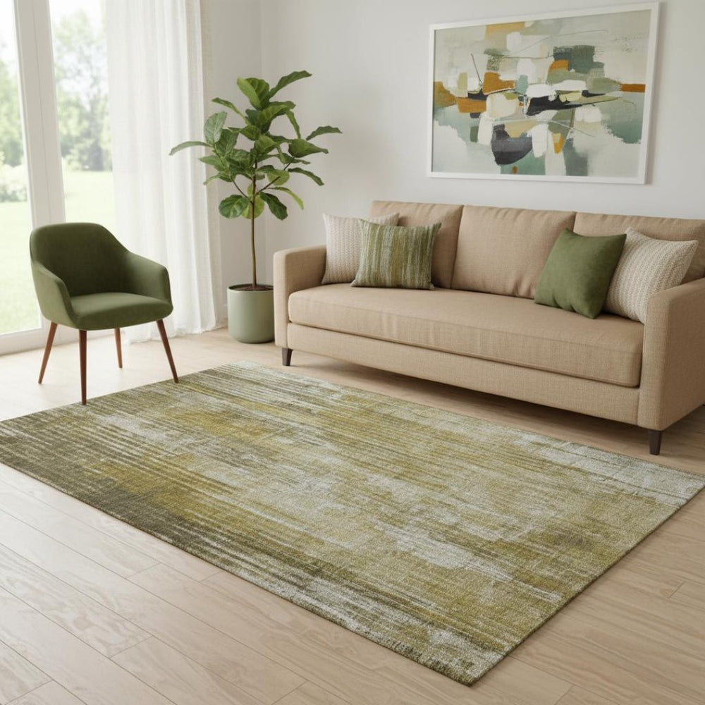 HomeRoots 5' X 8' Washable Brown and Ivory Striped Area Rug with UV Protection – Stylish, Family-Friendly Design 650262