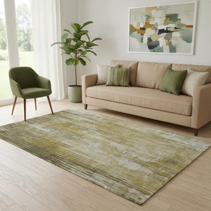 HomeRoots 5' X 8' Washable Brown and Ivory Striped Area Rug with UV Protection – Stylish, Family-Friendly Design 650262