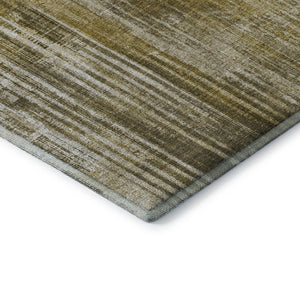HomeRoots 8' Stylish Brown and Ivory Striped Washable Round Rug with UV Protection for Indoor and Outdoor Use 650263