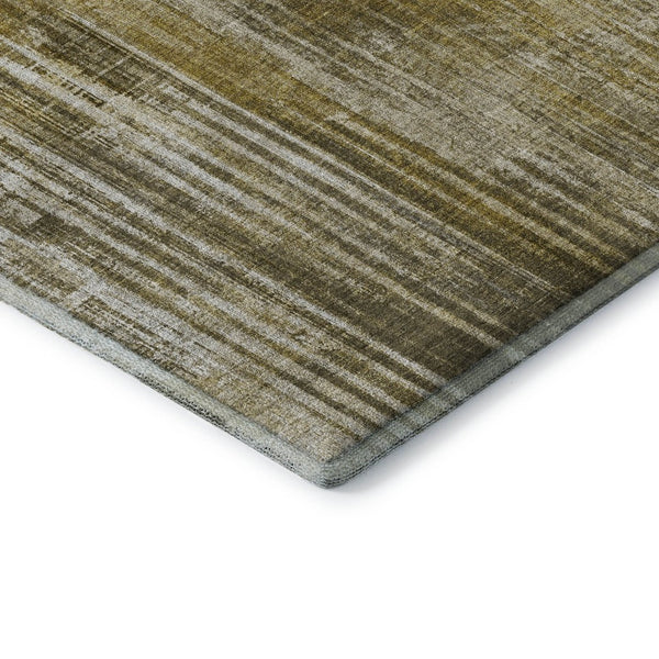 HomeRoots 8' Stylish Brown and Ivory Striped Washable Round Rug with UV Protection for Indoor and Outdoor Use 650263