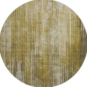 HomeRoots 8' Stylish Brown and Ivory Striped Washable Round Rug with UV Protection for Indoor and Outdoor Use 650263
