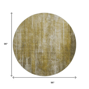 HomeRoots 8' Stylish Brown and Ivory Striped Washable Round Rug with UV Protection for Indoor and Outdoor Use 650263