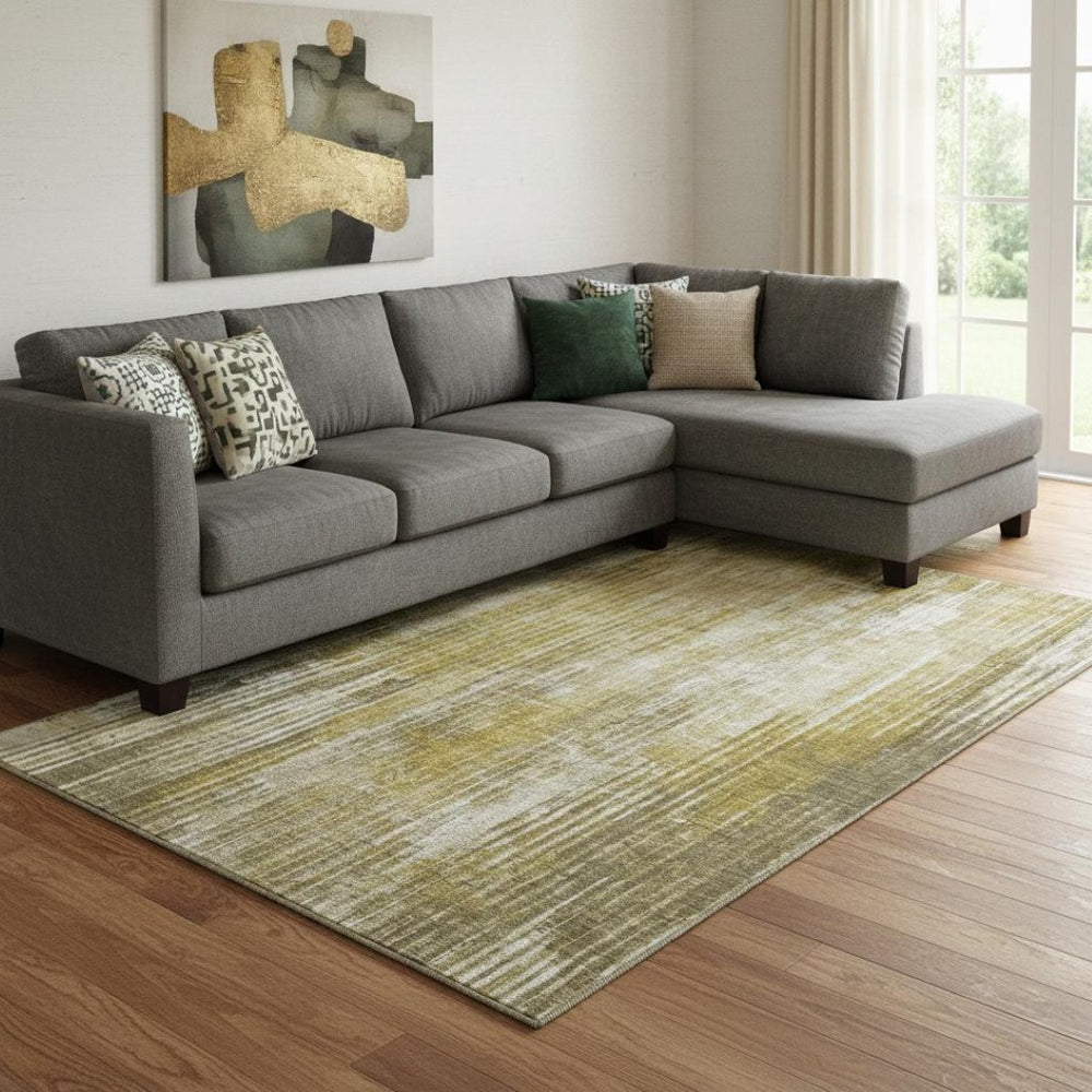 HomeRoots 8' X 10' Brown and Ivory Striped Area Rug - Washable, UV Protected, Stain Resistant for Busy Homes 650264