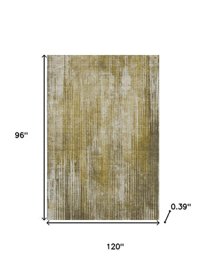 HomeRoots 8' X 10' Brown and Ivory Striped Area Rug - Washable, UV Protected, Stain Resistant for Busy Homes 650264