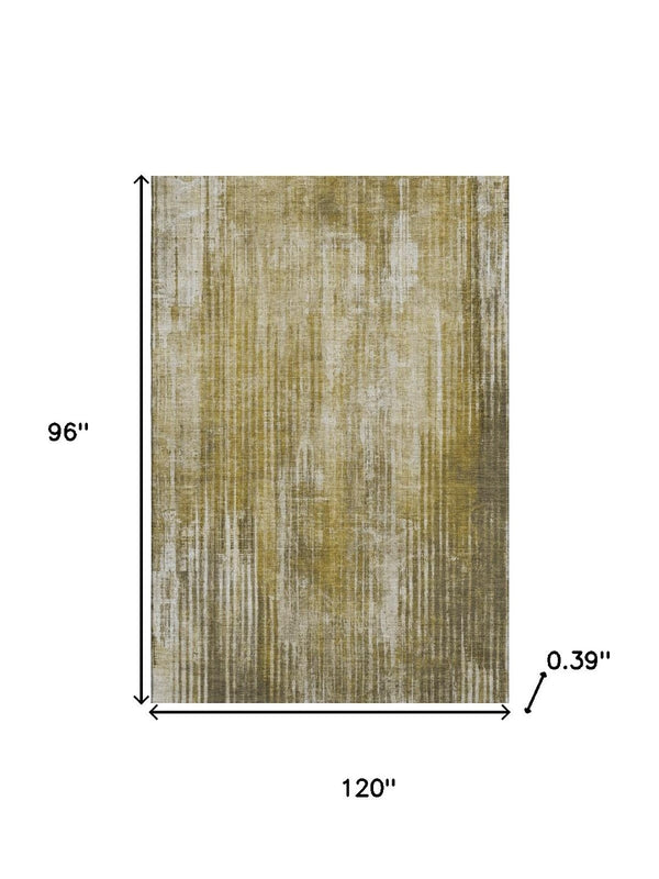 HomeRoots 8' X 10' Brown and Ivory Striped Area Rug - Washable, UV Protected, Stain Resistant for Busy Homes 650264