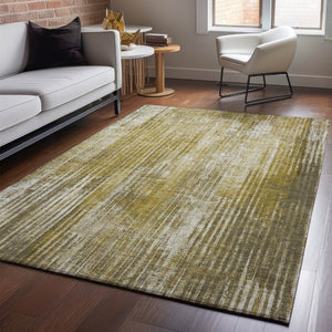 HomeRoots 9' Brown and Ivory Striped Washable Area Rug – Durable, Stain-Resistant, UV-Protected for Any Space 650265
