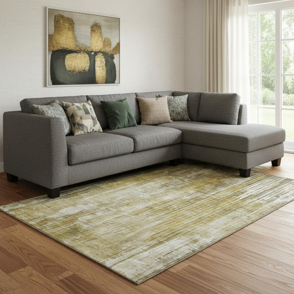 HomeRoots 9' Brown and Ivory Striped Washable Area Rug – Durable, Stain-Resistant, UV-Protected for Any Space 650265