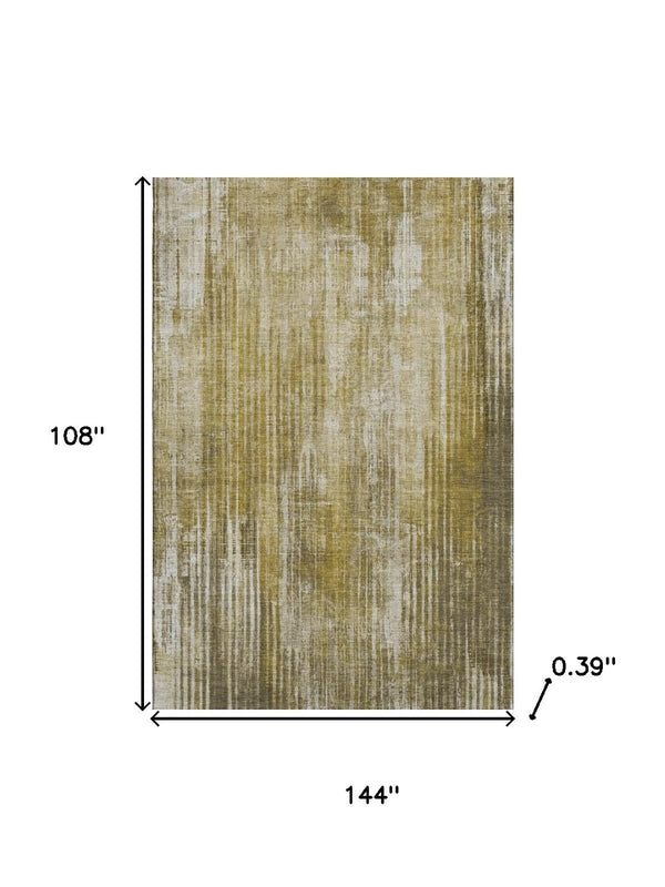 HomeRoots 9' Brown and Ivory Striped Washable Area Rug – Durable, Stain-Resistant, UV-Protected for Any Space 650265