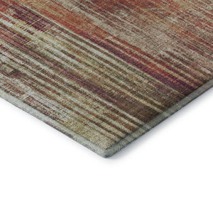 HomeRoots 8' Chili Red Striped Washable Round Rug with UV Protection - Durable, Stain-Resistant, Easy Care! 650269