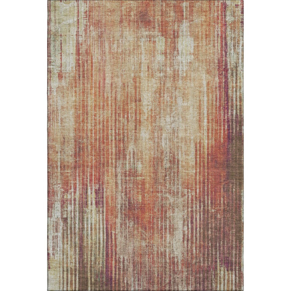 HomeRoots 10' X 14' Chili Red Striped Area Rug - Washable, UV Protected, Stain-Resistant for Busy Homes! 650272
