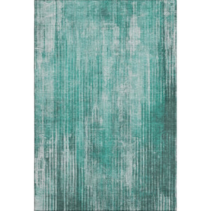 HomeRoots 5' X 8' Teal & Ivory Striped Area Rug – Washable, UV-Protected, Durable for Homes with Kids & Pets 650274
