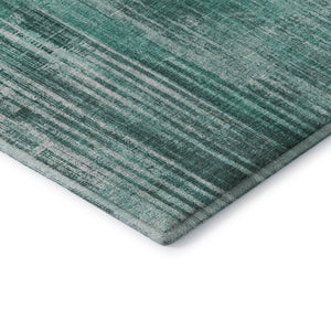 HomeRoots 5' X 8' Teal & Ivory Striped Area Rug – Washable, UV-Protected, Durable for Homes with Kids & Pets 650274