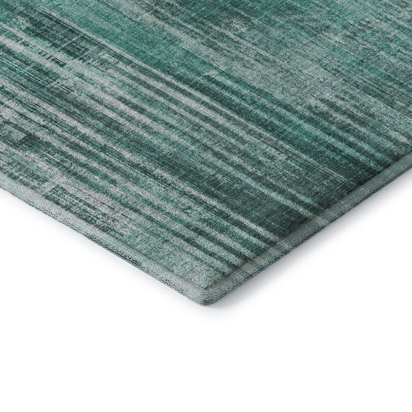 HomeRoots 5' X 8' Teal & Ivory Striped Area Rug – Washable, UV-Protected, Durable for Homes with Kids & Pets 650274