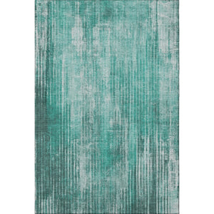 HomeRoots 10' X 14' Teal And Ivory Striped Washable Area Rug - Durable, Stain-Resistant, UV Protected Comfort 650278