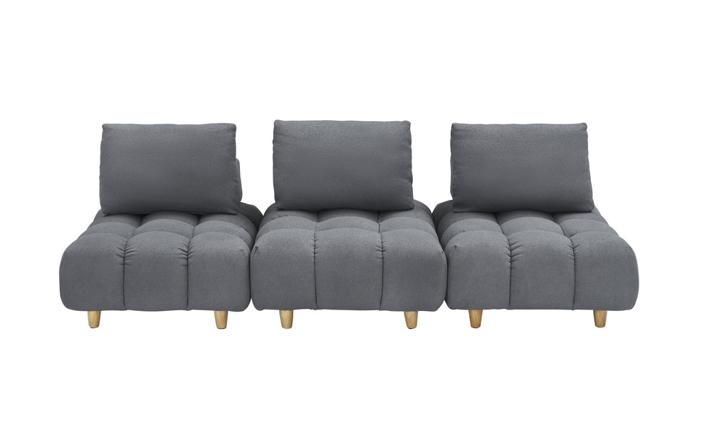 English Elm 90 Teddy Sofa 90in Plush Apartment-Ready 3-Seater with Solid Wood Legs, Sponge Cushions, Cozy Appeal Gray W1658S00070