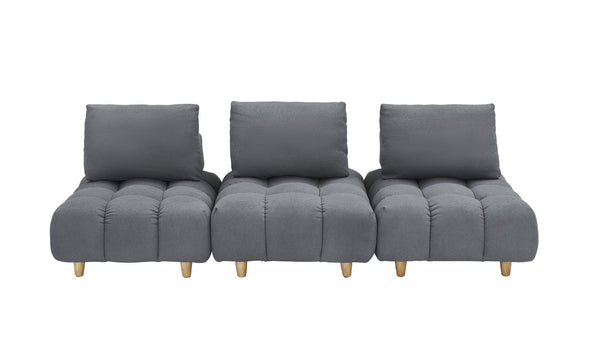 English Elm 90 Teddy Sofa 90in Plush Apartment-Ready 3-Seater with Solid Wood Legs, Sponge Cushions, Cozy Appeal Gray W1658S00070