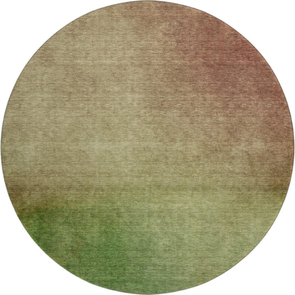 HomeRoots 8' Blush and Green Ombre Round Rug - Durable, Stain-Resistant, UV-Protected for Modern Homes 650281