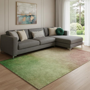 HomeRoots 8' X 10' Ombre Blush-Green Washable Area Rug with UV Protection - Perfect for Homes with Kids & Pets! 650282