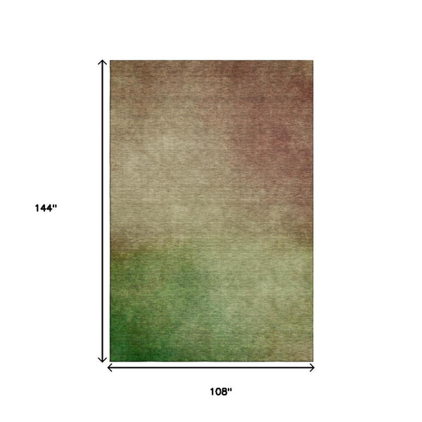 HomeRoots 9' X 12' Blush-Green Ombre Washable Area Rug - Durable, Stain-Resistant, UV Protected, Modern Style 650283