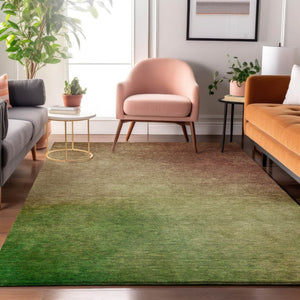 HomeRoots 10' X 14' Stylish Blush & Green Ombre Area Rug - Washable, UV-Protected for Homes with Kids & Pets 650284