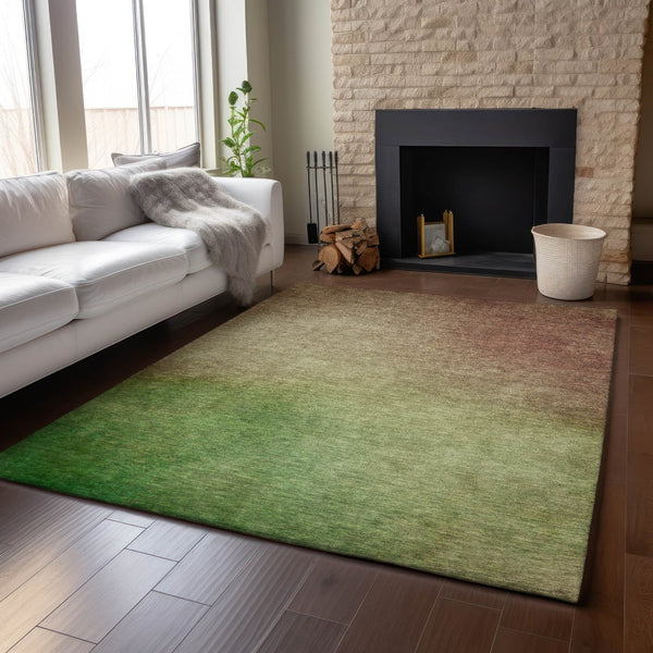 HomeRoots 10' X 14' Stylish Blush & Green Ombre Area Rug - Washable, UV-Protected for Homes with Kids & Pets 650284