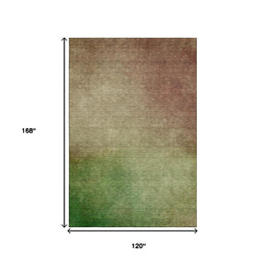 HomeRoots 10' X 14' Stylish Blush & Green Ombre Area Rug - Washable, UV-Protected for Homes with Kids & Pets 650284