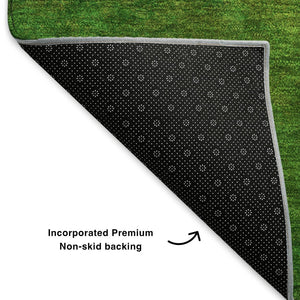 HomeRoots 8' Terra Cotta & Green Ombre Round Rug - Washable, UV-Protected, Modern Design for Active Homes! 650287