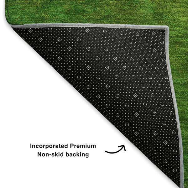 HomeRoots 8' Terra Cotta & Green Ombre Round Rug - Washable, UV-Protected, Modern Design for Active Homes! 650287