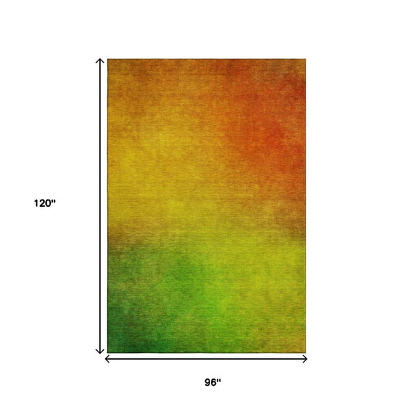 HomeRoots 8' X 10' Terra Cotta Ombre Washable Area Rug with UV Protection - Stylish, Durable, Stain-Resistant Design 650288