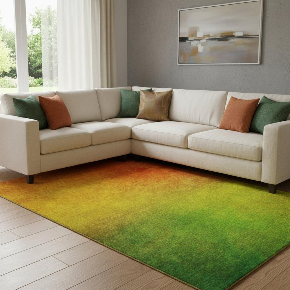 HomeRoots 8' X 10' Terra Cotta Ombre Washable Area Rug with UV Protection - Stylish, Durable, Stain-Resistant Design 650288