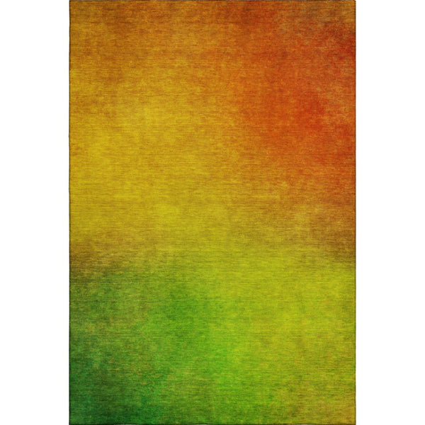 HomeRoots 9' X 12' Stylish Terra Cotta and Green Ombre Area Rug - Washable, UV Protected, Perfect for Family Spaces 650289
